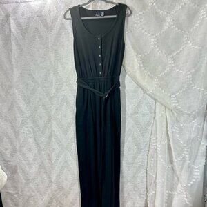 Vintage Lizsport black knit wide leg cropped jumpsuit size S